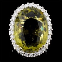 18K Gold 15.81ct Tourmaline & 1.07ct Diamond Ring