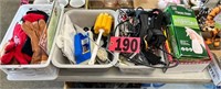 (4) Plastic tubs of Gloves, sponges, batteries, &
