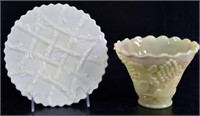 Uranium Glass Plate And Vase