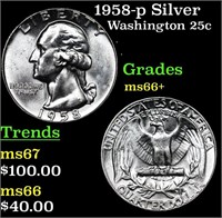 1958-p Washington Quarter Silver 25c Grades GEM++