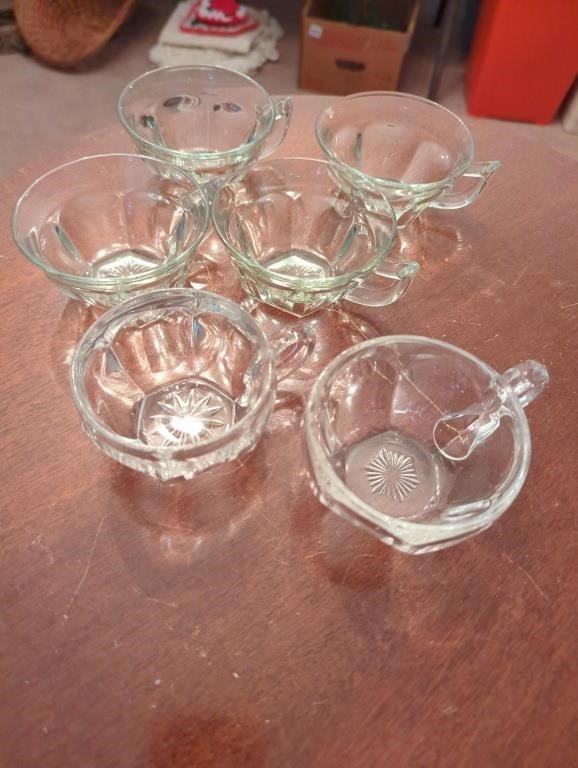 6 pc misc clear glass cups