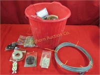 Bucket of Hardware: Screws, Wall Anchors, Wire,