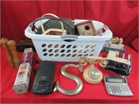 Clothes Basket w/ Contents, Clothes Pins,