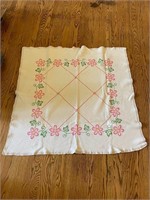 Pink Vintage Embroidered Tablecloth