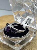 Sterling Silver .925 Purple Stone Ring Size 11
