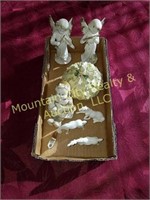 Box Lot of Figurines, including two angels