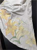 Daylily round tablecloth 70" wide, signed Vera