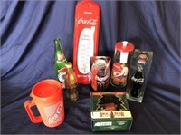 LOT COCA-COLA ITEMS, INCLUDING DISPLAY BOTTLE &