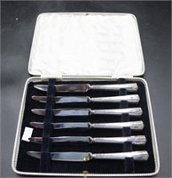 Cased set George VI silver handle fruit knives