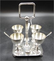 Set four silver plate eggcups & stand