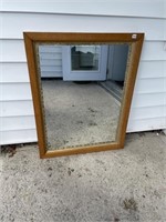 BEAUTIFUL  OAK/PLASTER WALL HANG MIRROR 27X35''