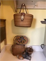 Woven Baskets & Small Stand