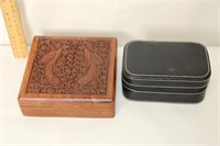 Carved Wood Jewelry Box & Traveling Case