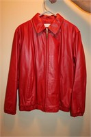 Red Leather Jacket Medium