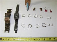 Assorted Rings, Earrings & Watches