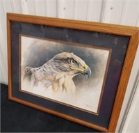 Framed matted dated Eagle picture sign 23x 29 in