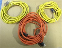 3 EXTENSION CORDS-ORANGE 25FT-2 YELLOW 15FT-12 AWG