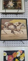 Framed thoroughbred horse racing print, 12 x 15