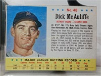 1963 Post Cereal Baseball Card #48 Dick Mc Auliffe