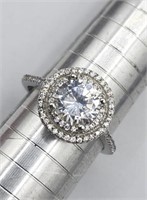 Sterling Round Cut White Sapphire Ring
 Lab Grown