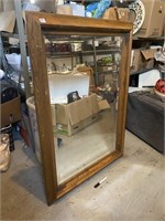 LARGE WOOD FRAME WALL MIRROR