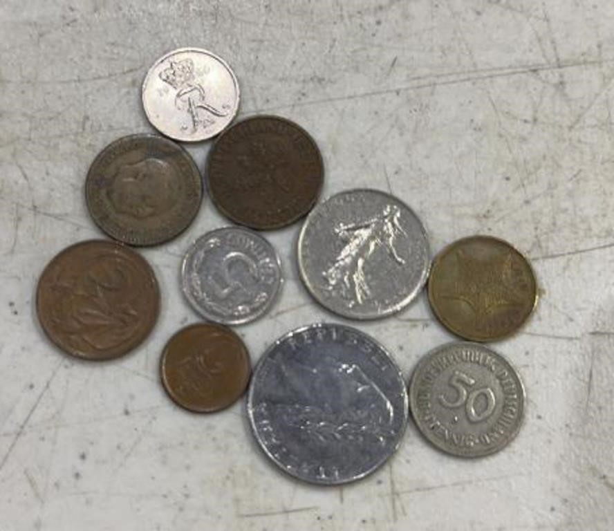 (BAG OF 10) "DIFFERENT" FOREIGN COINS