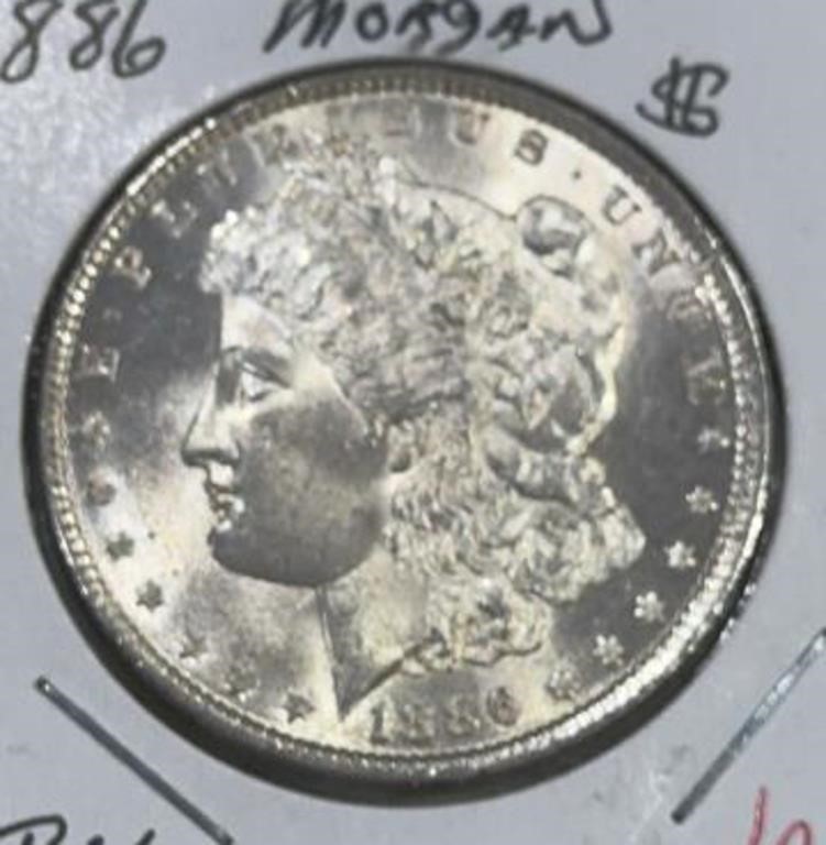 1886 MORGAN SILVER DOLLAR (90% SILVER) (BU)