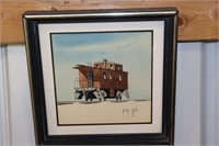 George Sperl Watercolor of a Train Caboose in a