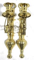 2 Brass Hanging Candle Holders - 12" tall