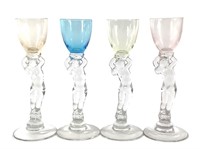 4 Cambridge Statuesque Cordials w Nude Stems