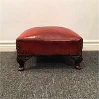 LEATHER UPHOLSTERED FOOTSTOOL