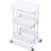 3-Tier Metal Rolling Storage Cart with Practical T