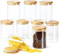 9 Pack Glass Food Storage Jars, 16 OZ Glass Storag