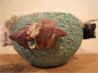 Traditional Zuni Fetish Turquoise Chip Bowl