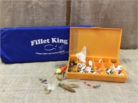 Fillet King cutting board, filled tackle box