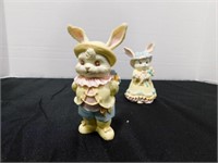 2 ceramic pastel Easter bunnies