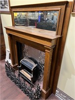 Oak Fireplace Mantel with Fire Place