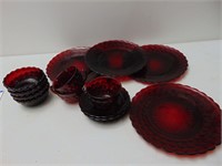 Vintage Anchor Hocking Ruby Bubble Glass Dishes