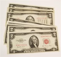 (10) $2 Notes (8 Are Old Style)