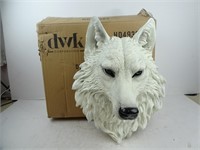 DWK Large 18" Tall White Wolf Bust Wall Sculpture