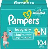 Pampers Baby Dry Diapers Newborn - Size 0, 104 Ct