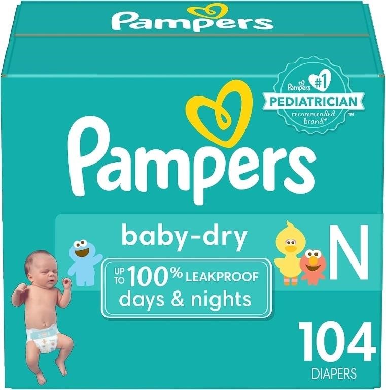 Pampers Baby Dry Diapers Newborn - Size 0, 104 Ct