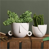 WFF8590  Quoowiit Succulent Head Pots Set, White F