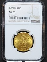 1906-D $10 Liberty Gold Eagle NGC MS63 Nice!