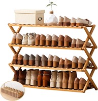 Folding Bamboo Shoe Rack - Ventilated Design