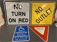 Assorted Vintage Road Signs (No Turn on Red, No Ou
