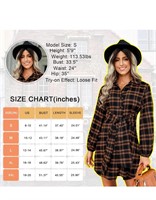 $42(XL) Women's Plaid Dresses Tie Front Shirt