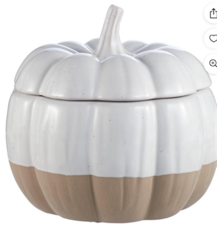 Exposed White Clay Pumpkin Cookie Jar  7.2