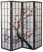 Roundhill Furniture 4-Panel Screen Room Divider