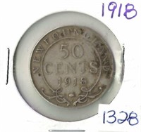 1918 NEWFOUNDLAND 50 CENET COIN
